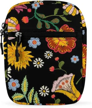 Embroidery Flower Ethnic Mini Messenger Bag Small Satchel Vintage Floral Colorful Crossbody Bag Cross Body Shoulder Bag With Adjustable Straps