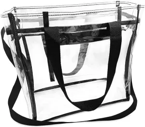 Enkrio Sport Clear Bag Zippered Top Shoulder Bag Purse for Work, School, Travel, Beach, Sports Games and Concerts