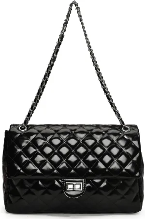Eslcorri Crossbody Purses for Women Quilted Shoulder Bag Medium Chain Purse Trendy Ladies Handbag PU Leather Pocketbooks