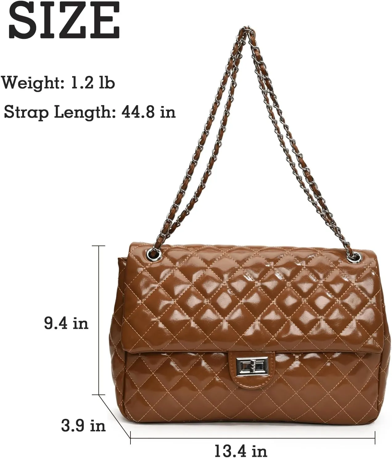 Eslcorri Crossbody Purses for Women Quilted Shoulder Bag Medium Chain Purse Trendy Ladies Handbag PU Leather Pocketbooks