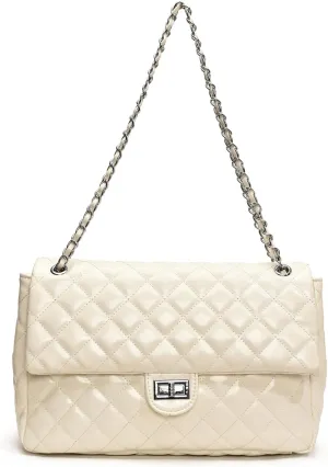 Eslcorri Crossbody Purses for Women Quilted Shoulder Bag Medium Chain Purse Trendy Ladies Handbag PU Leather Pocketbooks