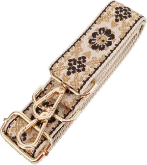 Ethnic Style Bag Shoulder Strap Cross Body Bag Strap Taupe Color Purse Straps Sling Adjustable Straps Handbags for Women Cross Body Straps Wide Handbag Strap Bag Straps Polyester