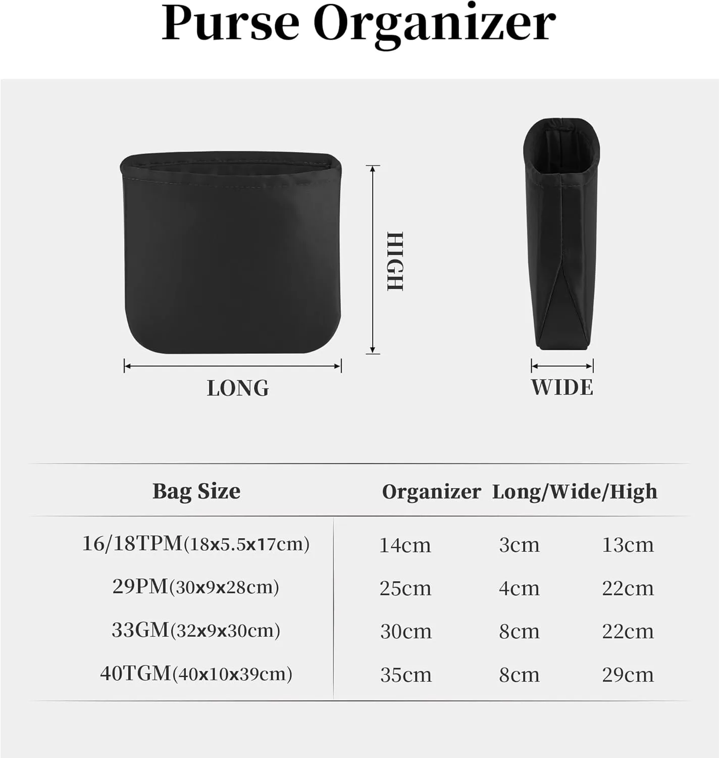 Evelyne 29 PM Organizer, Purse Organizer Insert Compatible with Hermes Evelyne Bags, Smooth Touch Lightweight Insert with Multiple Pockets (Black, 29 PM)