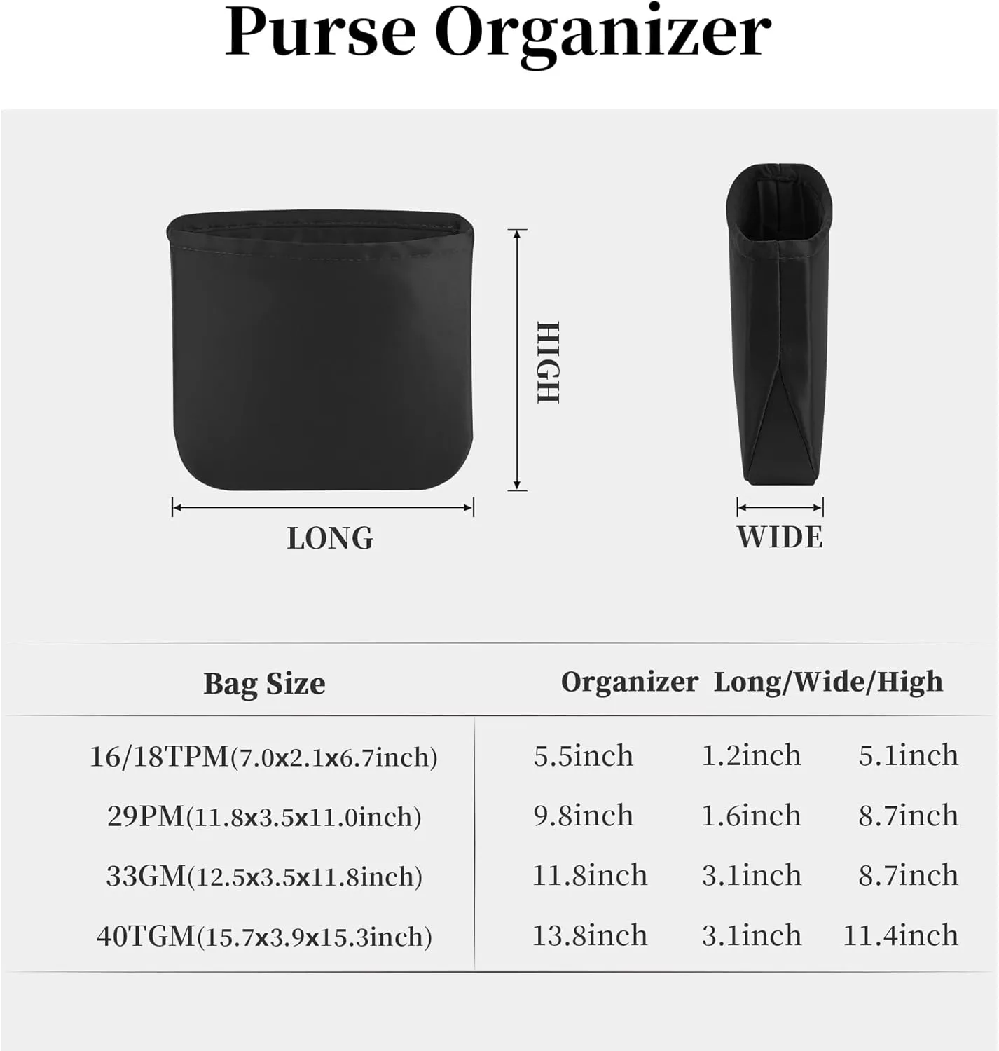 Evelyne 29 PM Organizer, Purse Organizer Insert Compatible with Hermes Evelyne Bags, Smooth Touch Lightweight Insert with Multiple Pockets (Black, 29 PM)