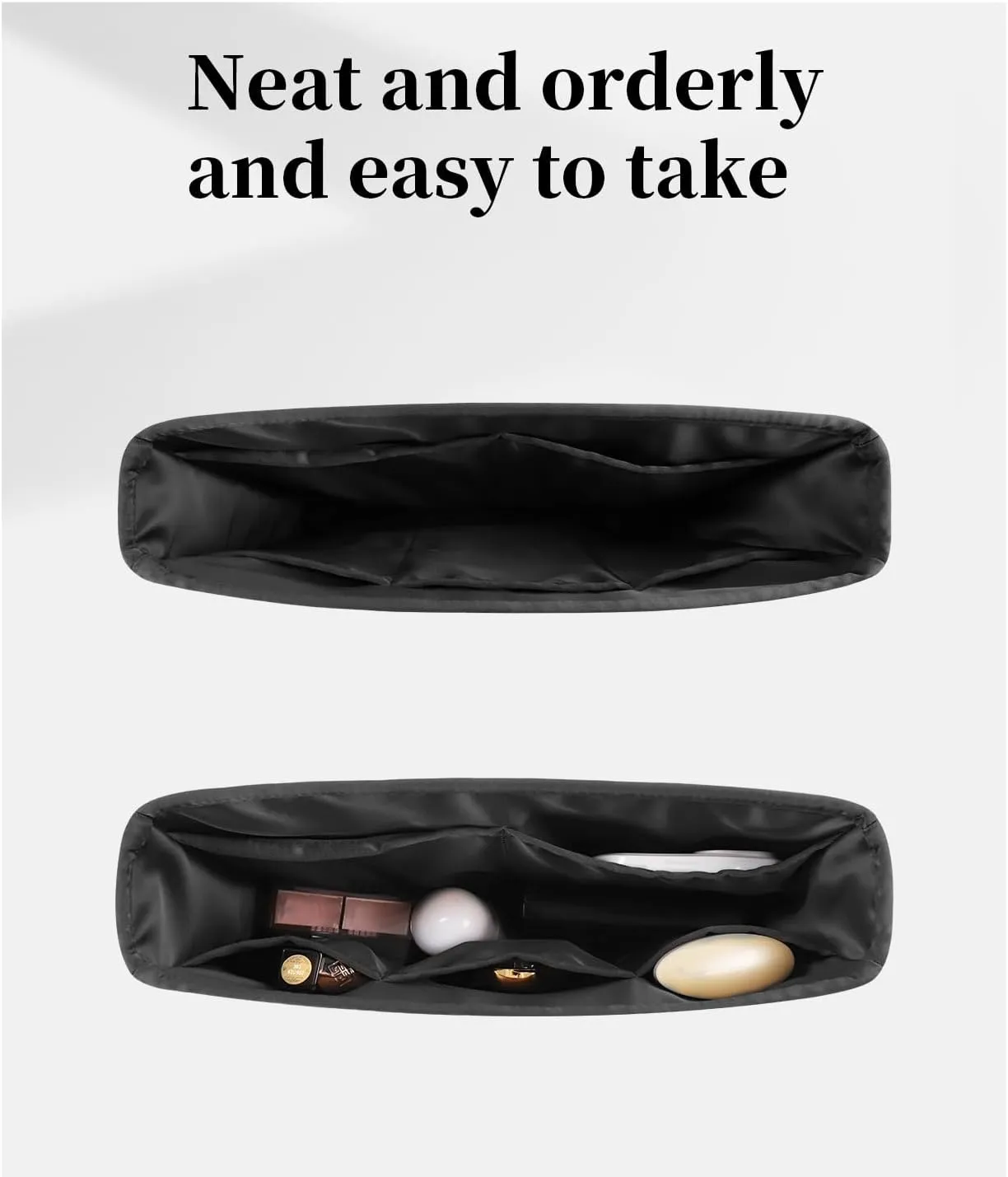 Evelyne 29 PM Organizer, Purse Organizer Insert Compatible with Hermes Evelyne Bags, Smooth Touch Lightweight Insert with Multiple Pockets (Black, 29 PM)