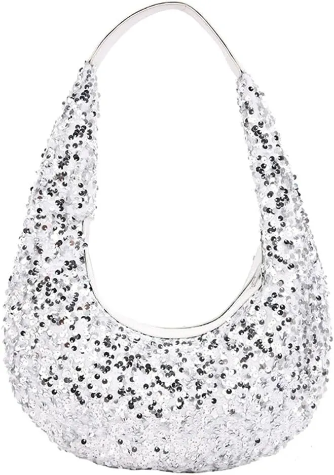 Evening Bags for Women Shiny Tote Hobo Purse Sparkly Satchel Metallic Handbag Clutch Shoulder Bag