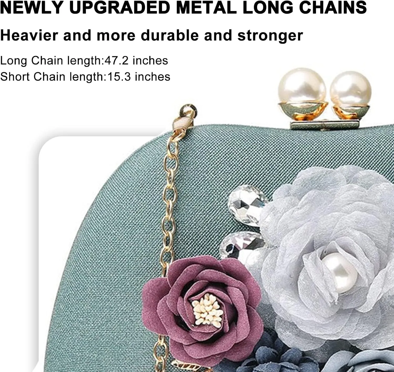 Evening HandBags for Women Flower Wedding Clutch Purse Satin Floral Ladies Party Crossbody Bag