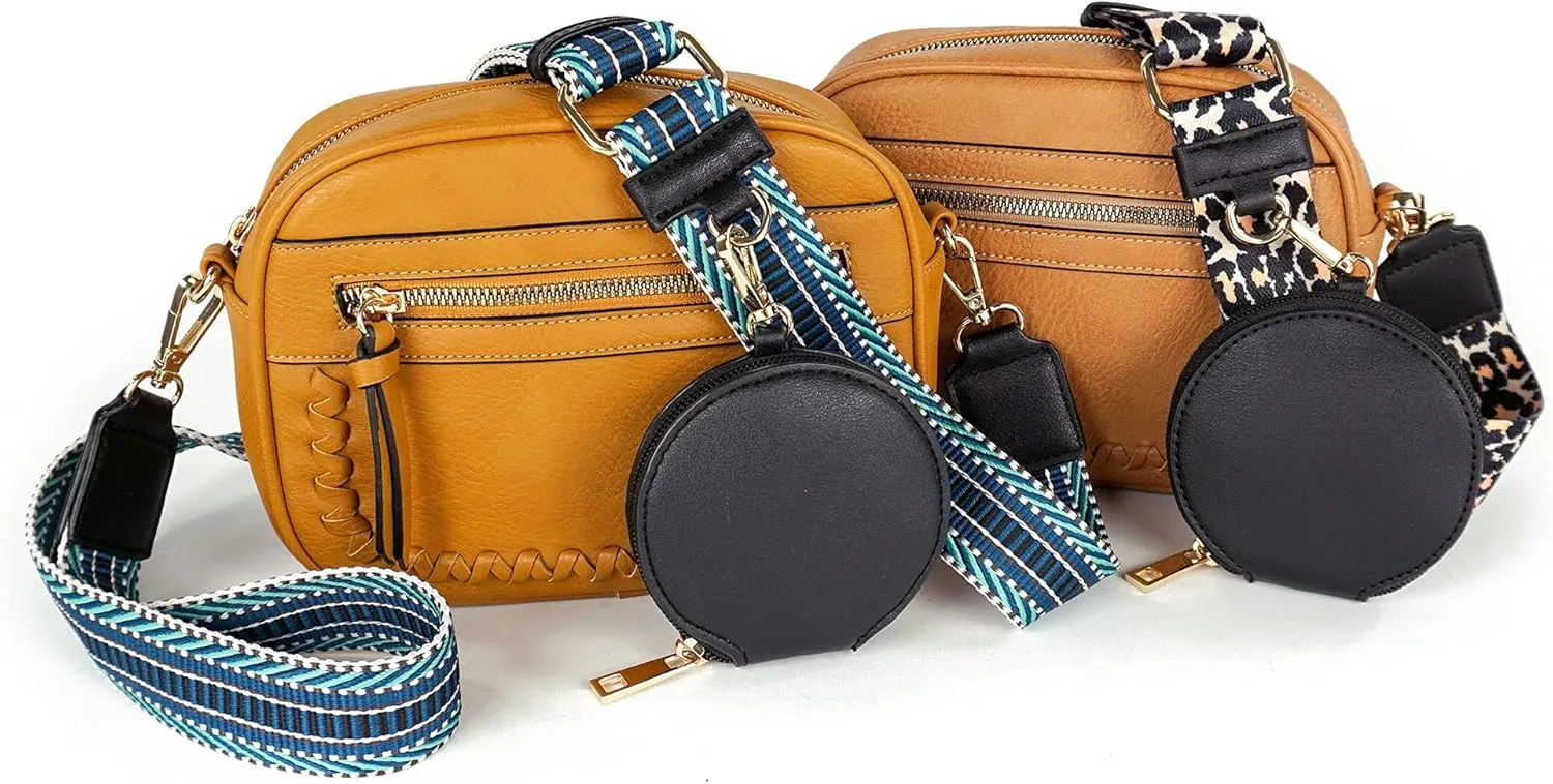 EVVE Wide Replacement Straps for Handbags with Coin Purse - For Over Shoulder Crossbody Bag, Guitar Style, Adjustable Length