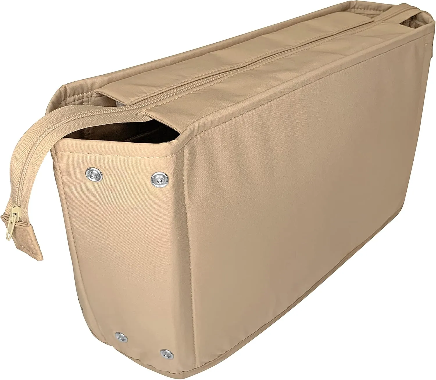 Exclusive Zippered Purse Organizer Insert For Handbags, Shaper For Speedy, Neverfull, On The Go & Graceful Totes (Extra Jumbo (Short), Tan)
