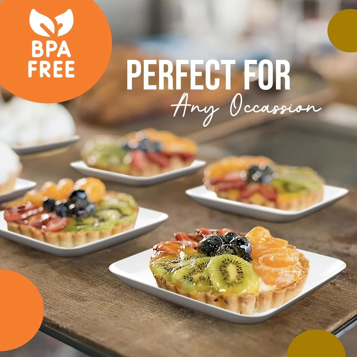 Exquisite Tiny Mini Appetizer Plates - 240 Pack 2.4 In. x 2.4 In. White Plastic Disposable Dessert Plates - BPA Free for Weddings