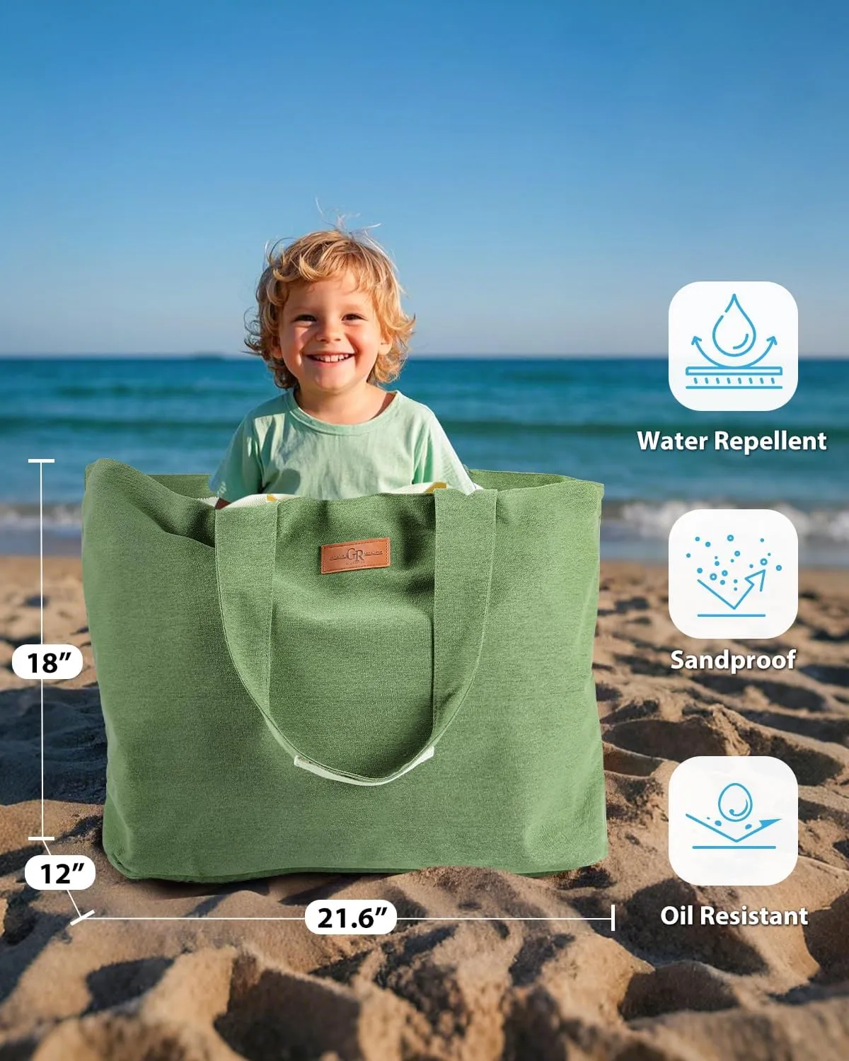 Extra Large Beach Bag for Women - Waterproof Sandproof Over-Size Carry On Beach Tote with 5 Pockets Gifts for Women