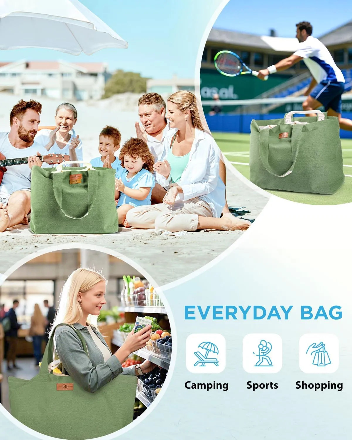 Extra Large Beach Bag for Women - Waterproof Sandproof Over-Size Carry On Beach Tote with 5 Pockets Gifts for Women