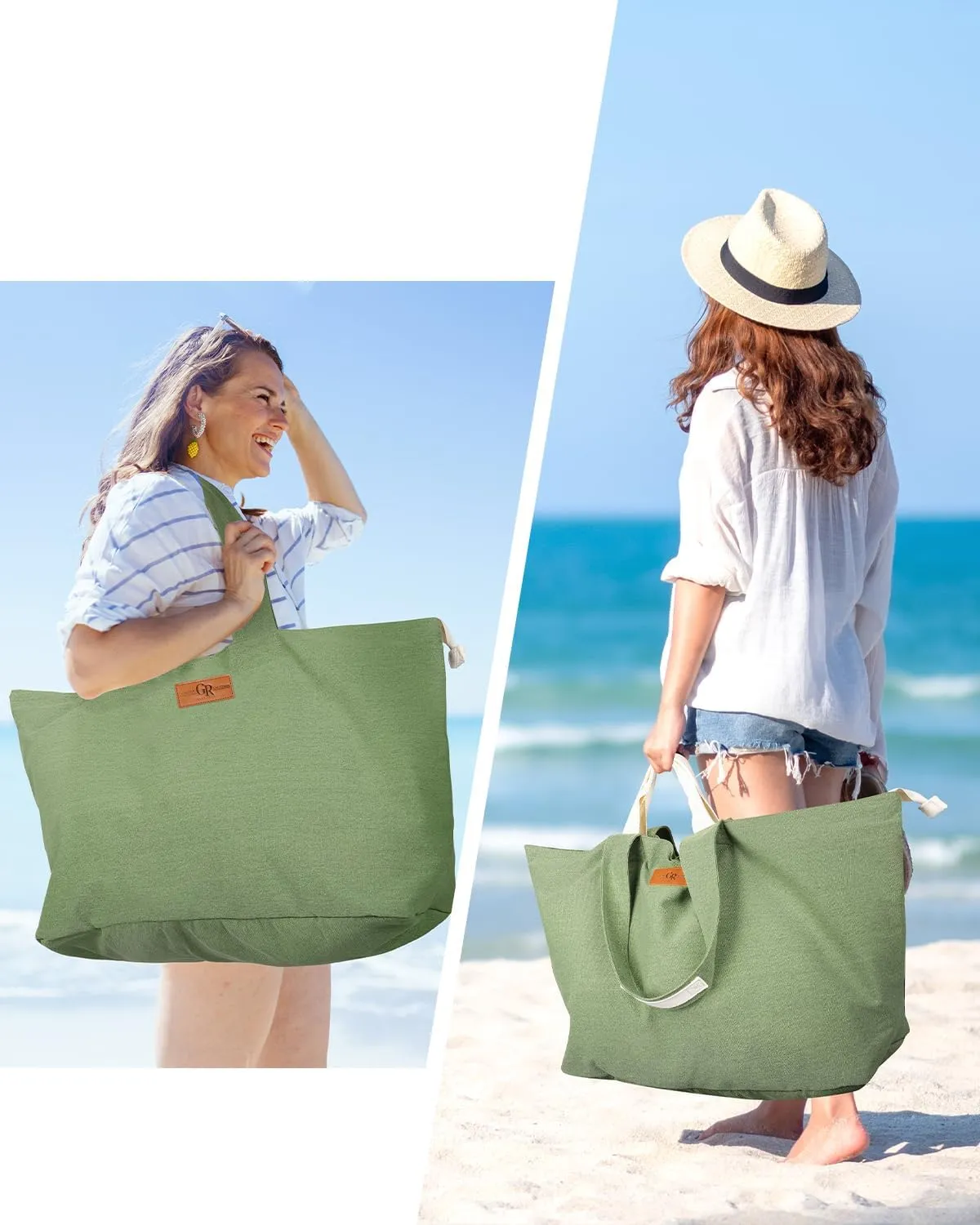 Extra Large Beach Bag for Women - Waterproof Sandproof Over-Size Carry On Beach Tote with 5 Pockets Gifts for Women