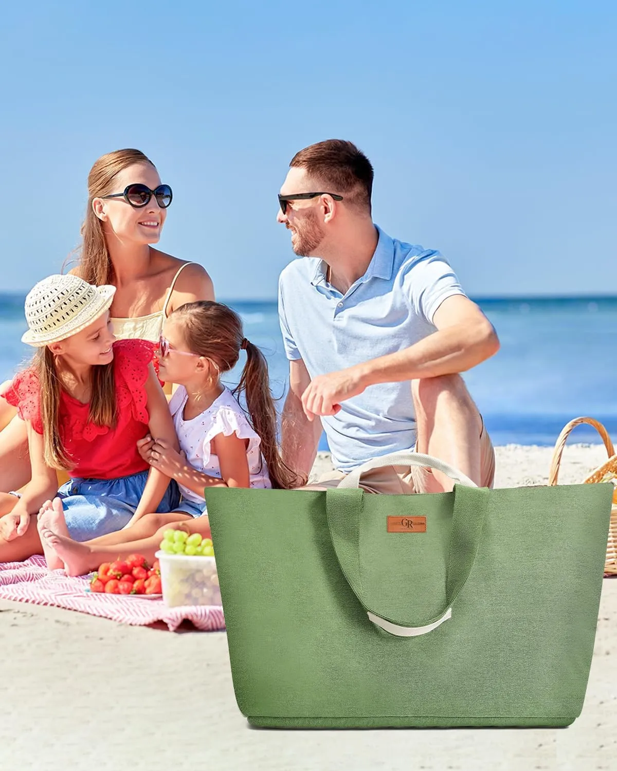 Extra Large Beach Bag for Women - Waterproof Sandproof Over-Size Carry On Beach Tote with 5 Pockets Gifts for Women