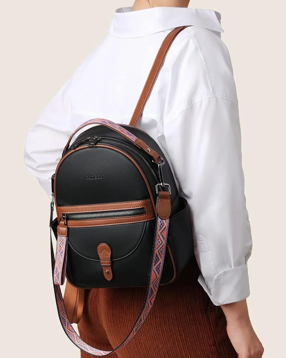 FADEON Mini Backpack Purse for Women, Designer Leather Cute Roomly Backpacks, Daily Ladies Shoulder Backpack Fashion Handbag