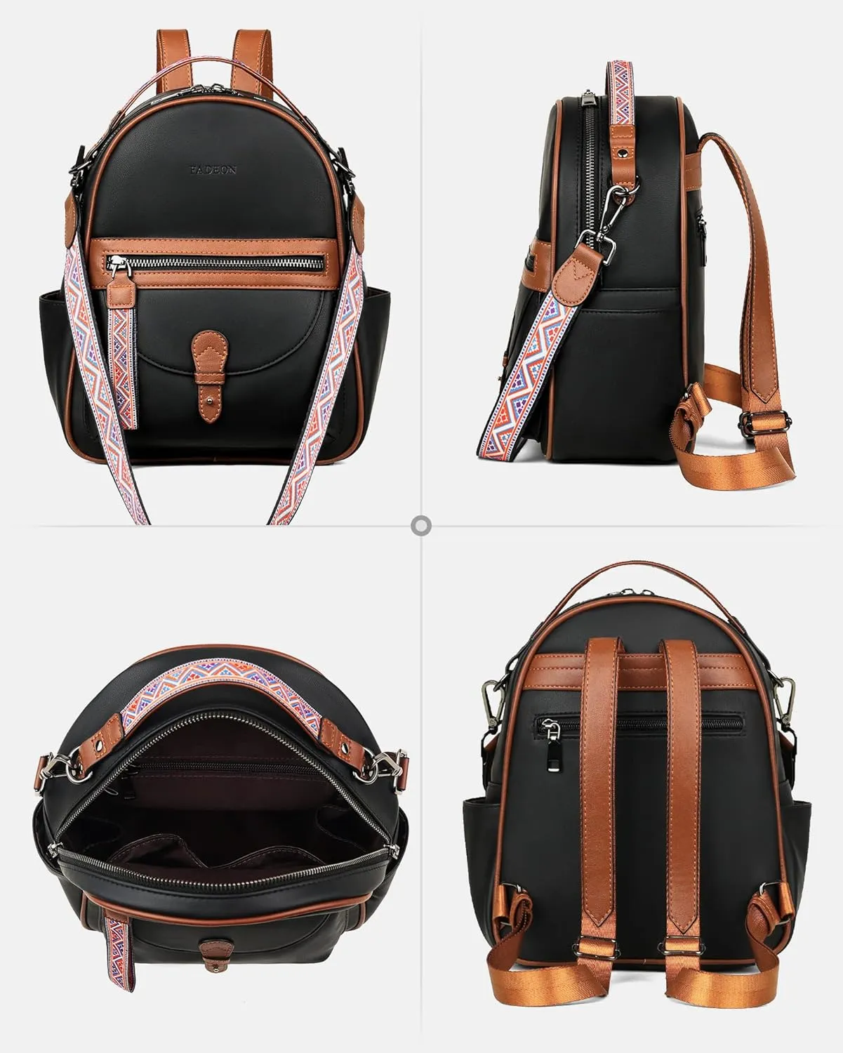 FADEON Mini Backpack Purse for Women, Designer Leather Cute Roomly Backpacks, Daily Ladies Shoulder Backpack Fashion Handbag