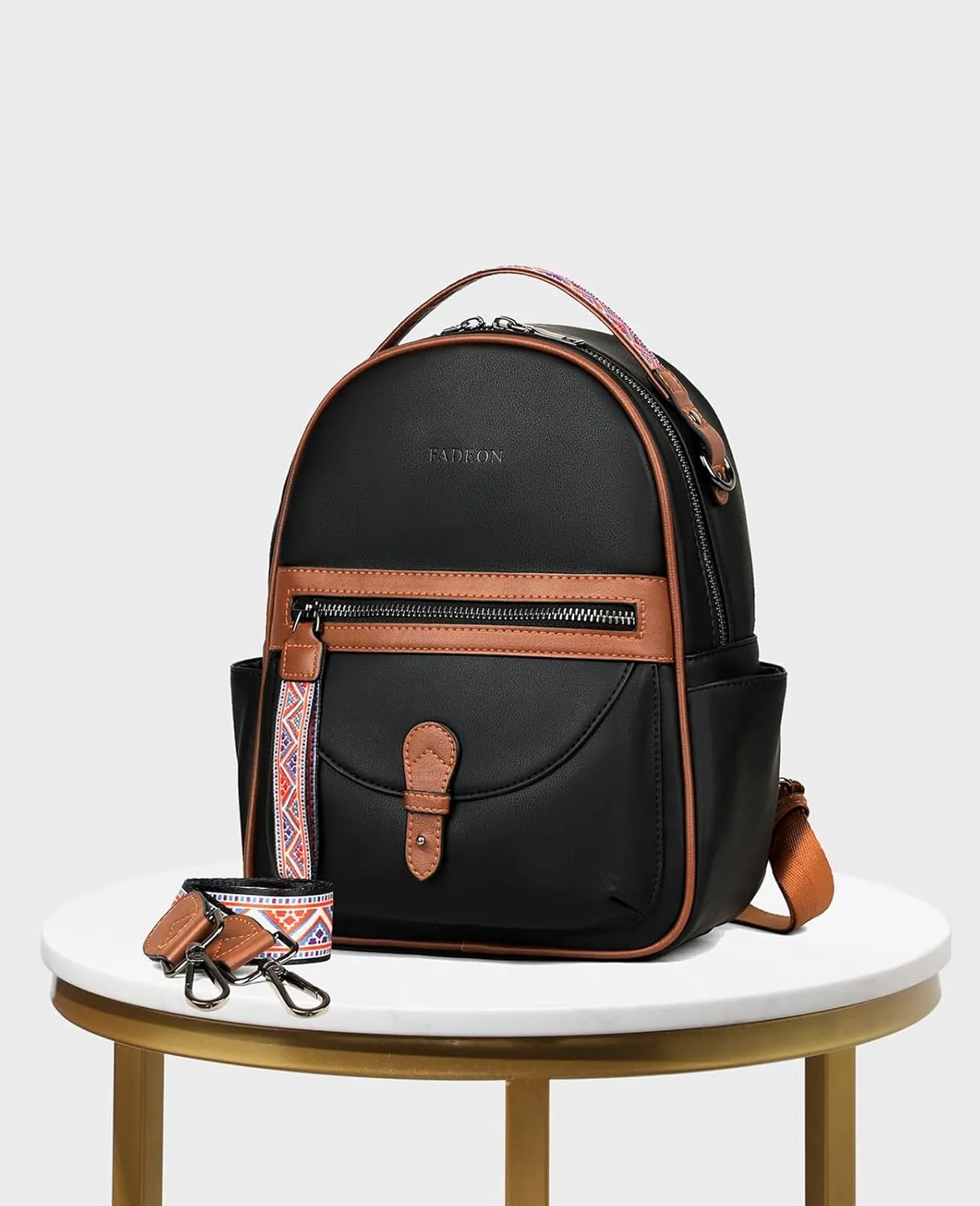 FADEON Mini Backpack Purse for Women, Designer Leather Cute Roomly Backpacks, Daily Ladies Shoulder Backpack Fashion Handbag