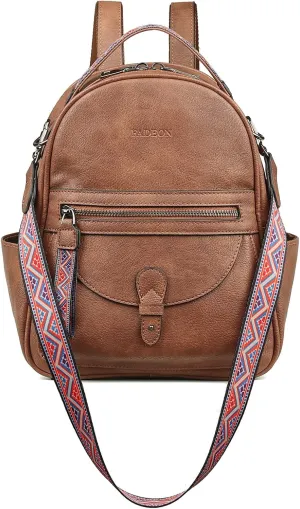FADEON Mini Backpack Purse for Women, Designer Leather Cute Roomly Small Backpacks, Ladies Shoulder Backpack Fashion Handbag
