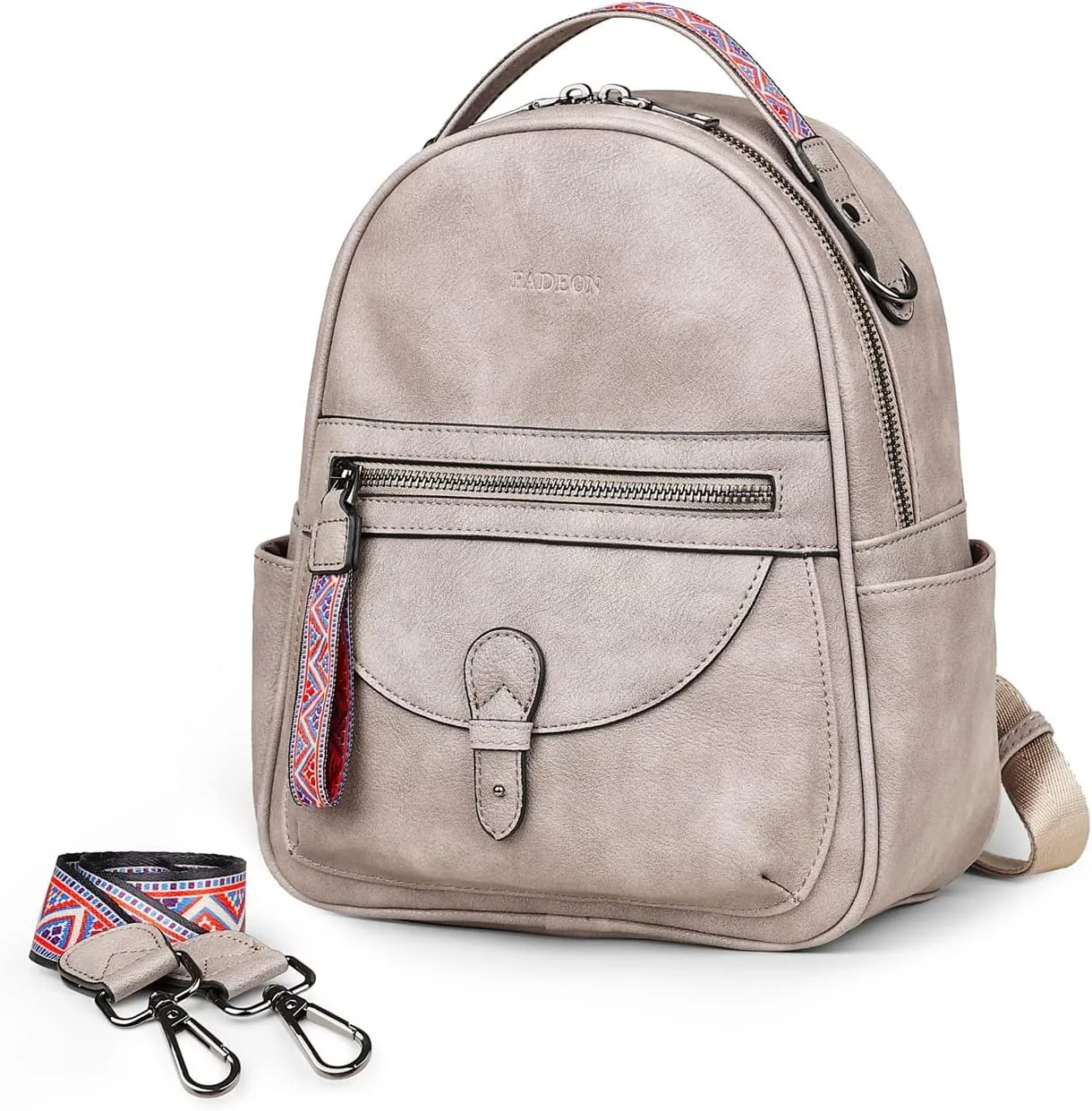 FADEON Mini Backpack Purse for Women, Designer Leather Cute Roomly Small Backpacks, Ladies Shoulder Backpack Fashion Handbag