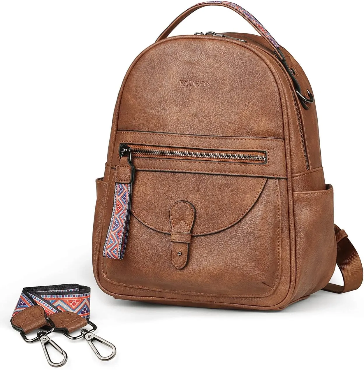FADEON Mini Backpack Purse for Women, Designer Leather Cute Roomly Small Backpacks, Ladies Shoulder Backpack Fashion Handbag