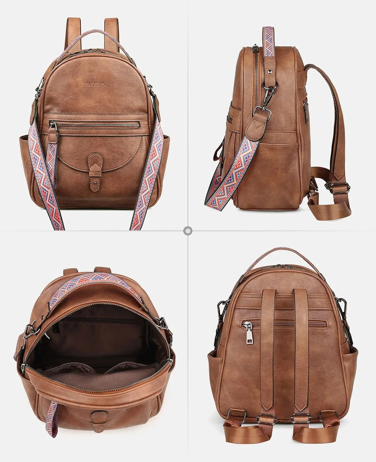 FADEON Mini Backpack Purse for Women, Designer Leather Cute Roomly Small Backpacks, Ladies Shoulder Backpack Fashion Handbag