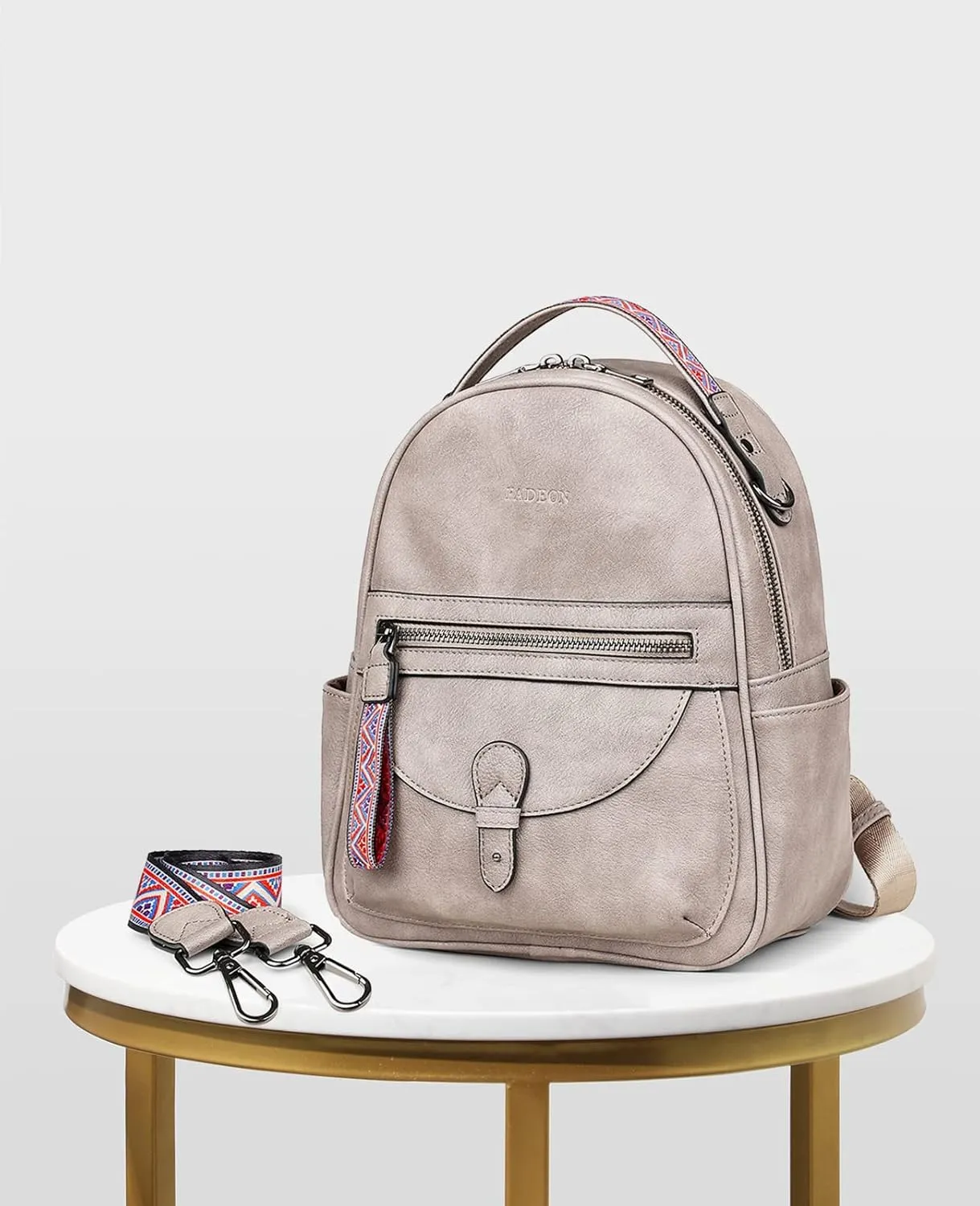 FADEON Mini Backpack Purse for Women, Designer Leather Cute Roomly Small Backpacks, Ladies Shoulder Backpack Fashion Handbag