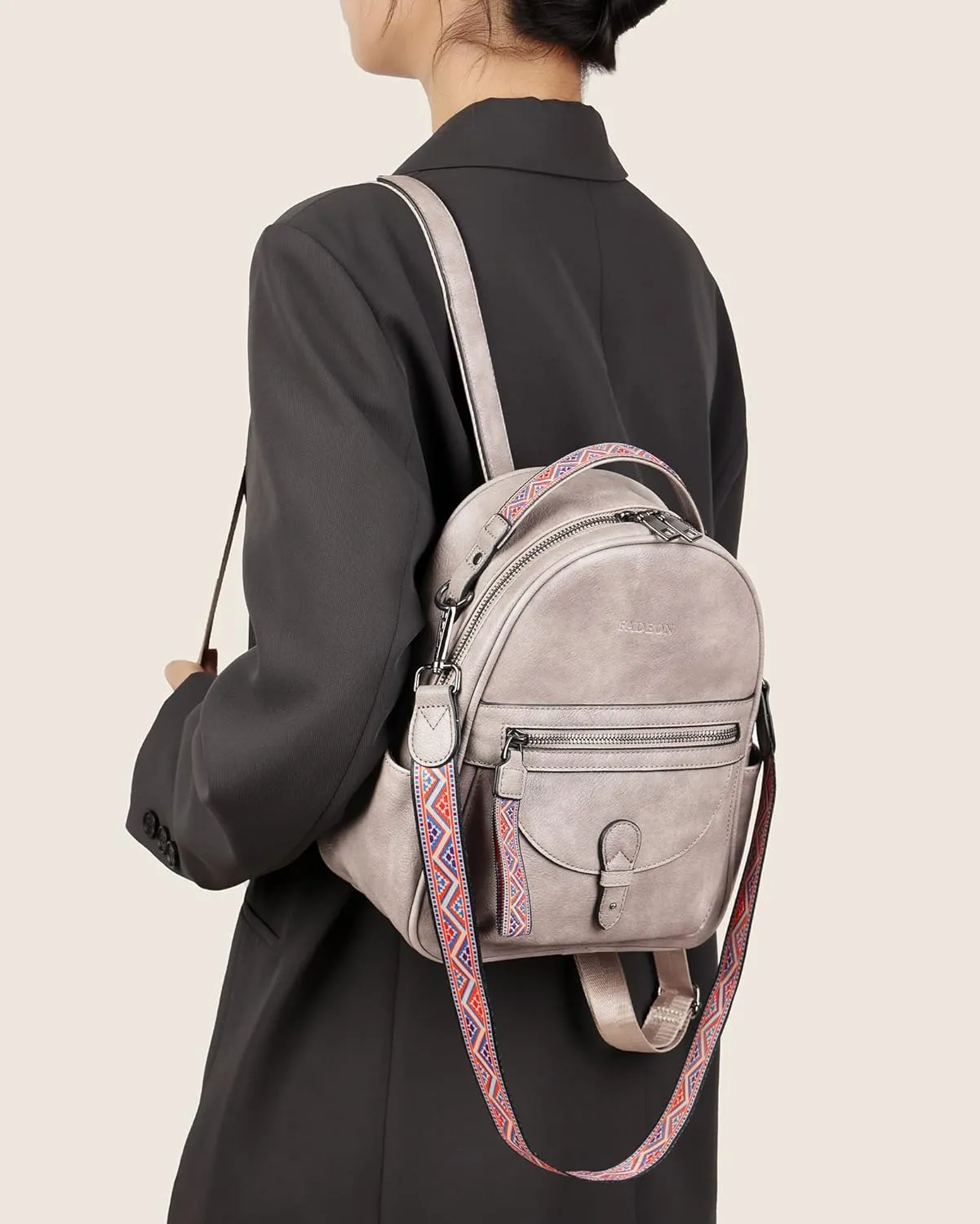FADEON Mini Backpack Purse for Women, Designer Leather Cute Roomly Small Backpacks, Ladies Shoulder Backpack Fashion Handbag