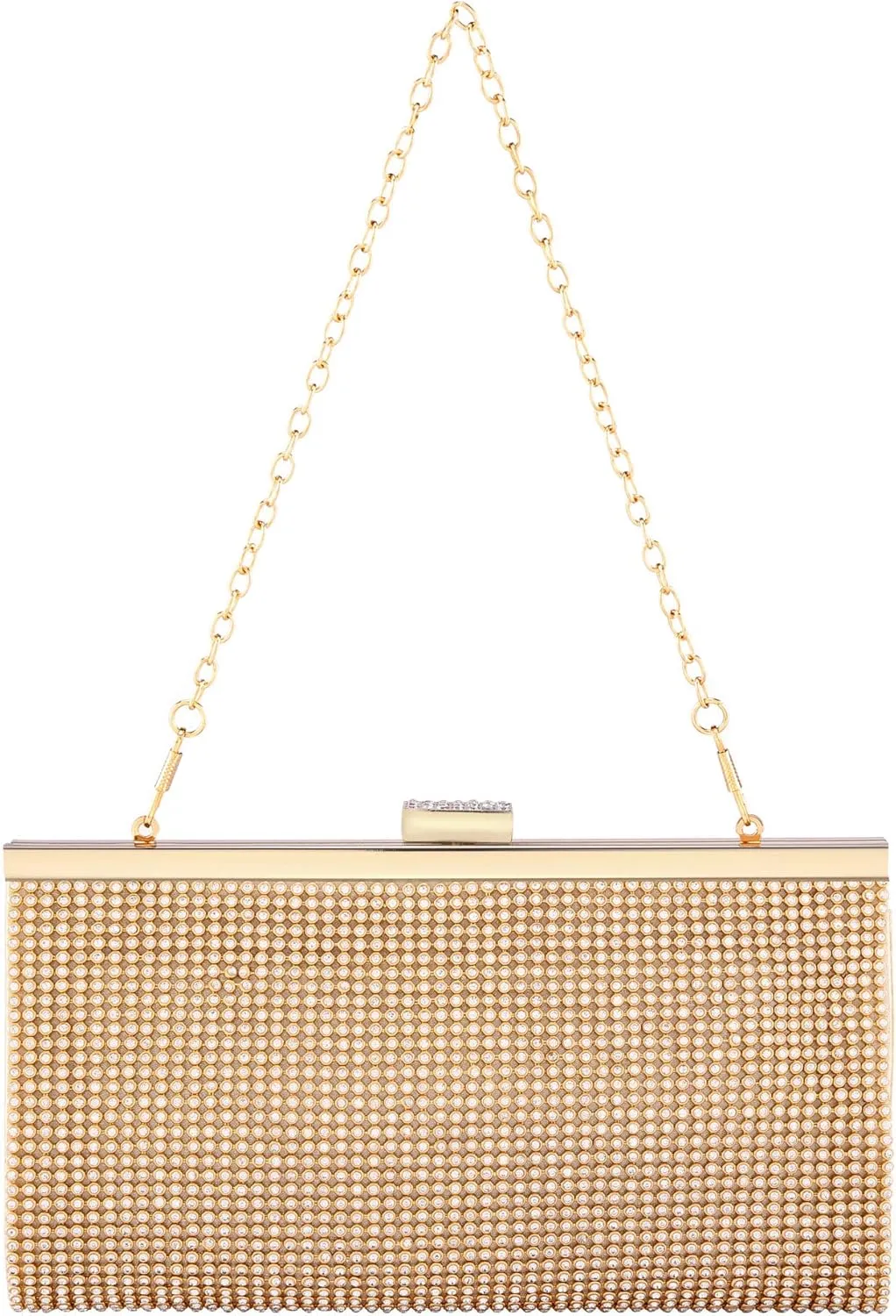 FALETO Rhinestone Clutch Purses for Women Sparkly Purse Wedding Clutch Glitter Crossbody Shoulder Bag with Detachable Chain