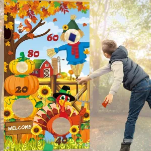 Fall Festival Games, Thanksgiving Games, Turkey Bean Bag Toss Games, Yard Games for Kids Adults Teens with 4 Bean Bags Toss Game Banner Fall Party Favors Supplies Thanksgiving Decorations Outdoor