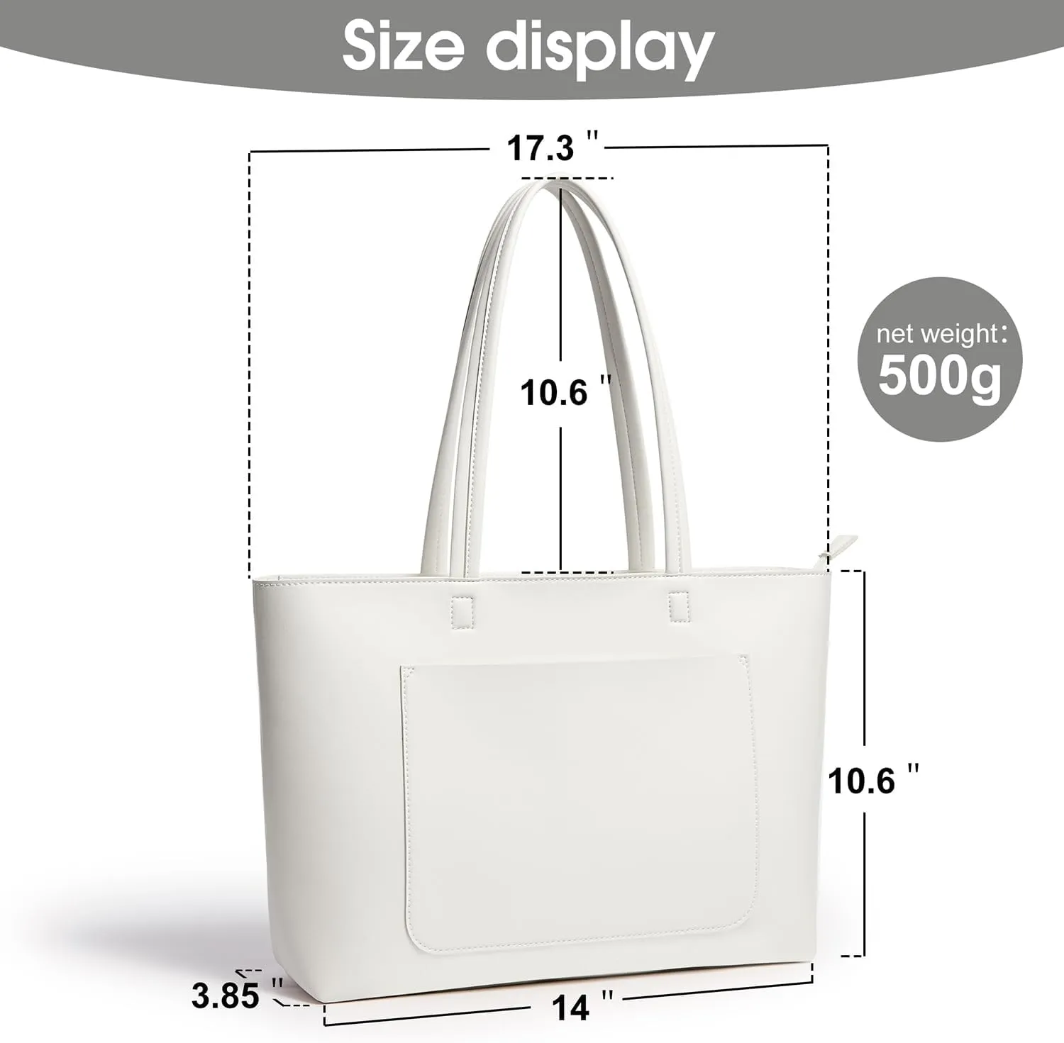 Fancy Forest Basic Tote Bag for Women Vegan Leather Hard - Stiff & Slim Shoulder Bag 18L Purse with Zipper for Work Travel