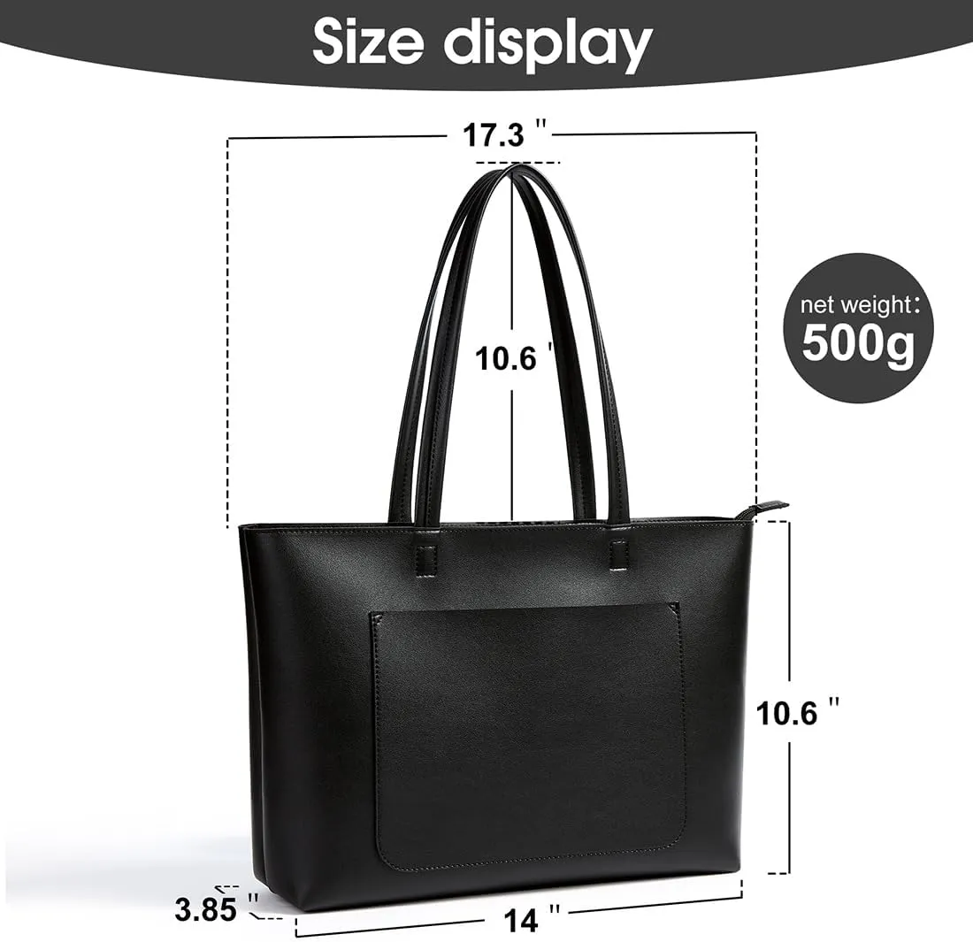 Fancy Forest Basic Tote Bag for Women Vegan Leather Hard - Stiff & Slim Shoulder Bag 18L Purse with Zipper for Work Travel