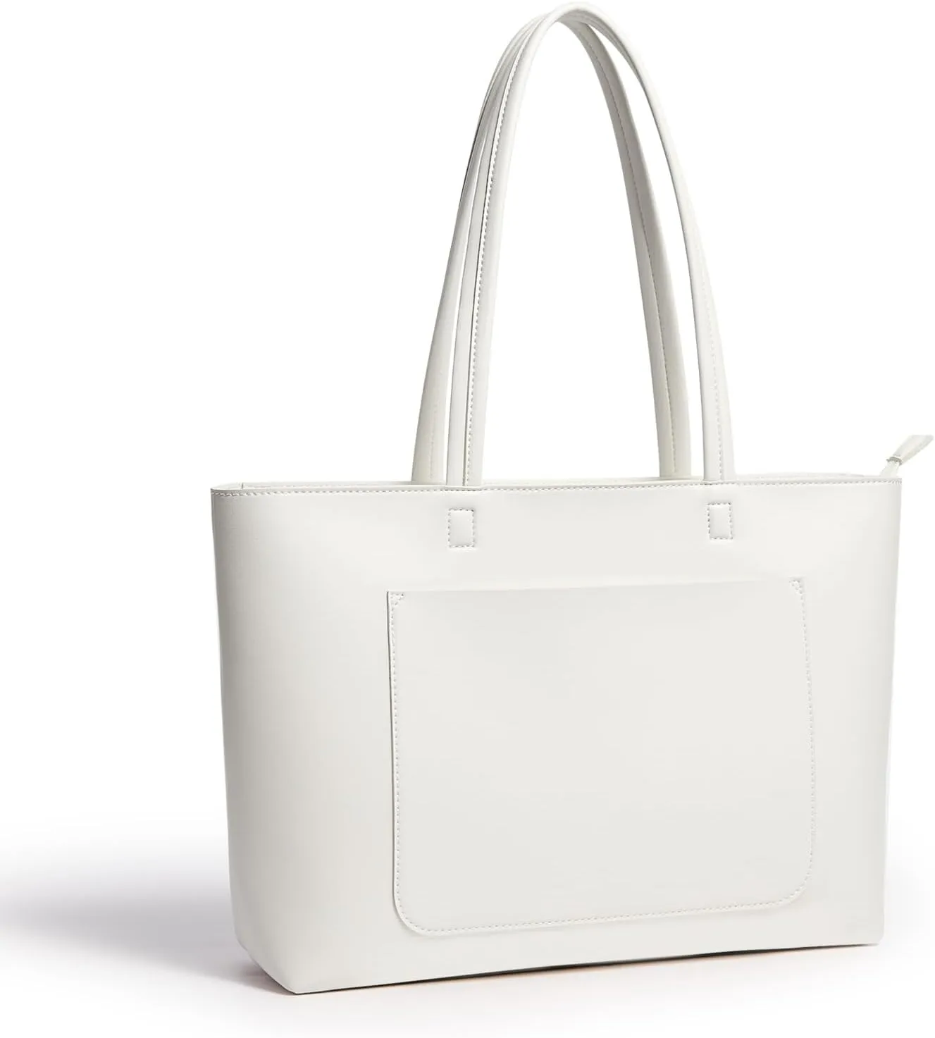 Fancy Forest Basic Tote Bag for Women Vegan Leather Hard - Stiff & Slim Shoulder Bag 18L Purse with Zipper for Work Travel