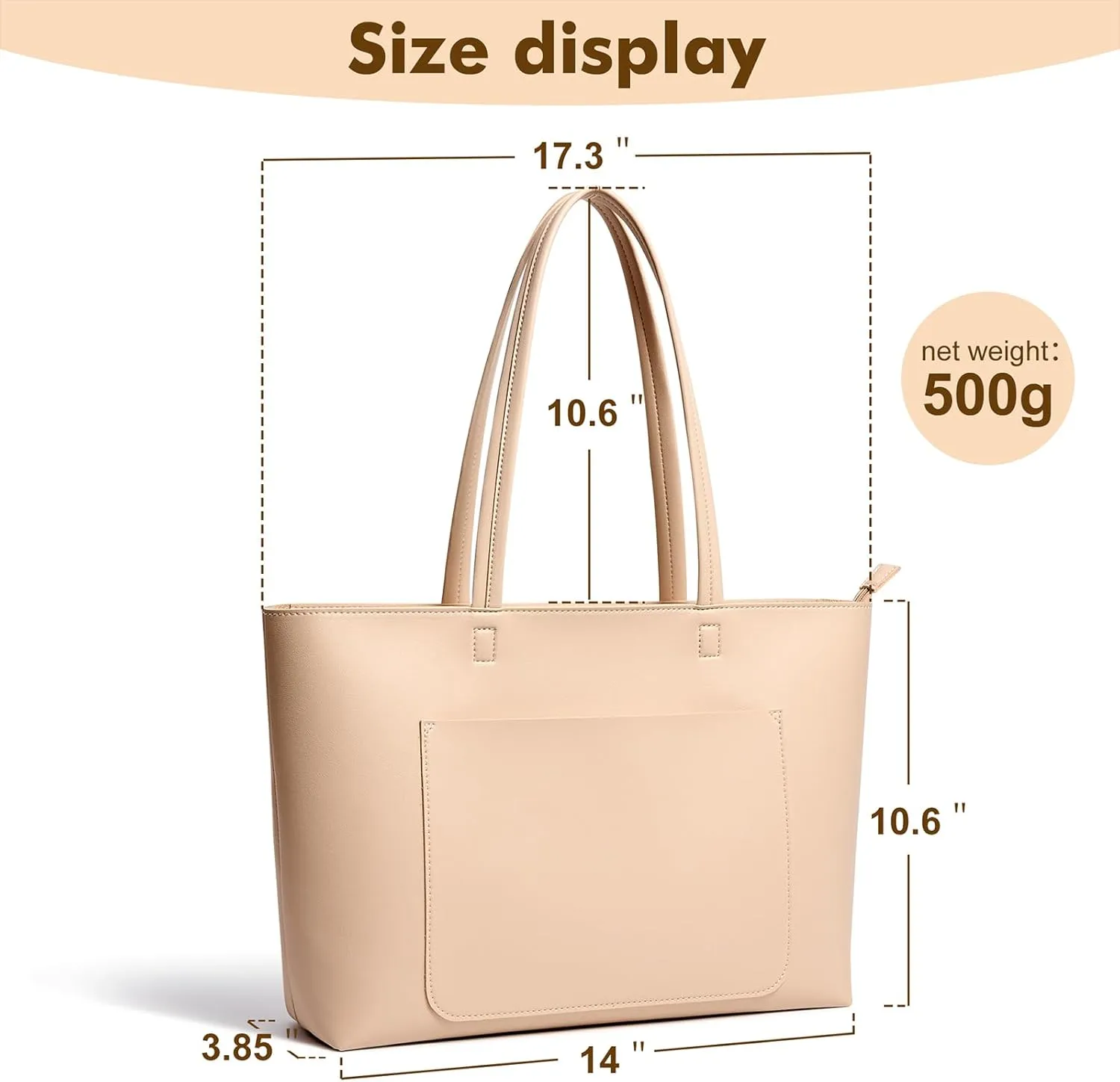 Fancy Forest Basic Tote Bag for Women Vegan Leather Hard - Stiff & Slim Shoulder Bag 18L Purse with Zipper for Work Travel