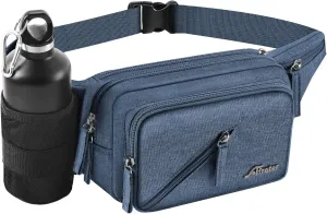 Fanny Pack Waterproof Waist Bag Pack Men Women Hip Bum Bag With Water Bottle Holder Adjustable Strap Suitable For Outdoors Workout Traveling Hiking Cycling Dog Walking Pouch Bag(Blue)