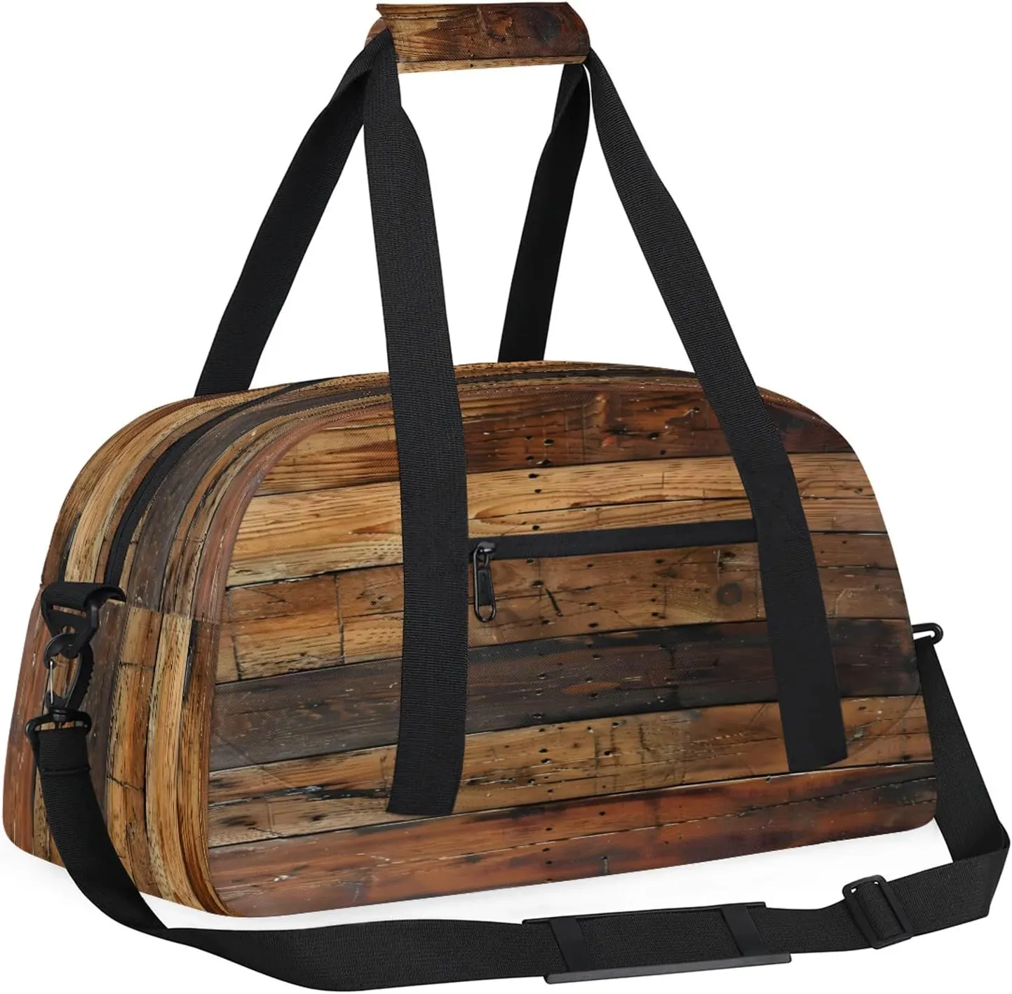 Farmhouse Brown Wooden Small Gym Bag 18 inch Carry On Duffel Bag for Weekender Travel Sports Workout Yoga Gymnastics Dance Ballet