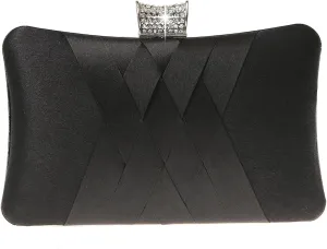 Fashion Womens Jane Satin Diamante Clutch Rhinestone Evening Bridal Prom Party Handbag