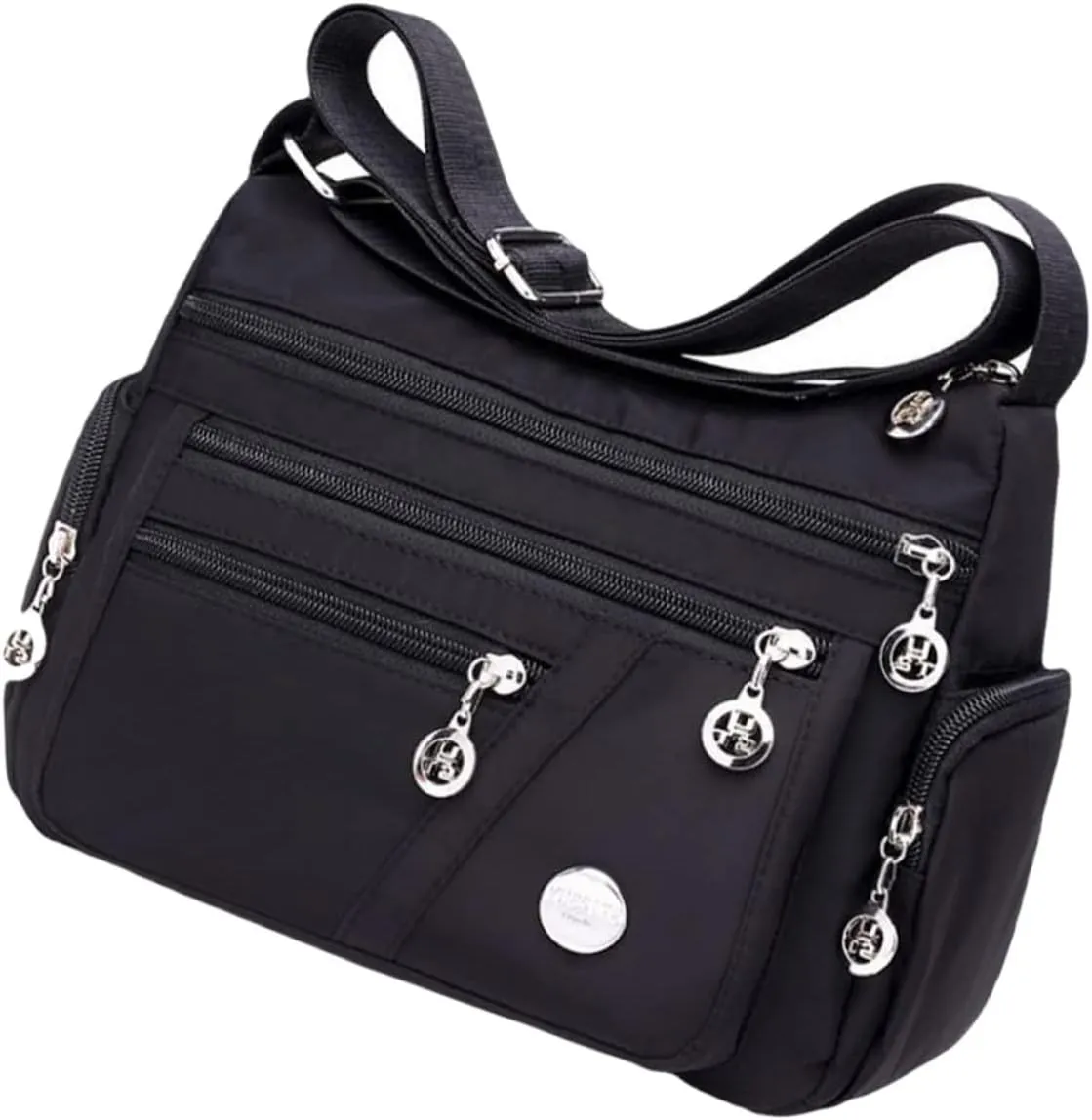 Fashionable Waterproof Nylon Bag Crossbody Bag Reusable Washable for Women Men Boys and Girls Black Oxford Fabric