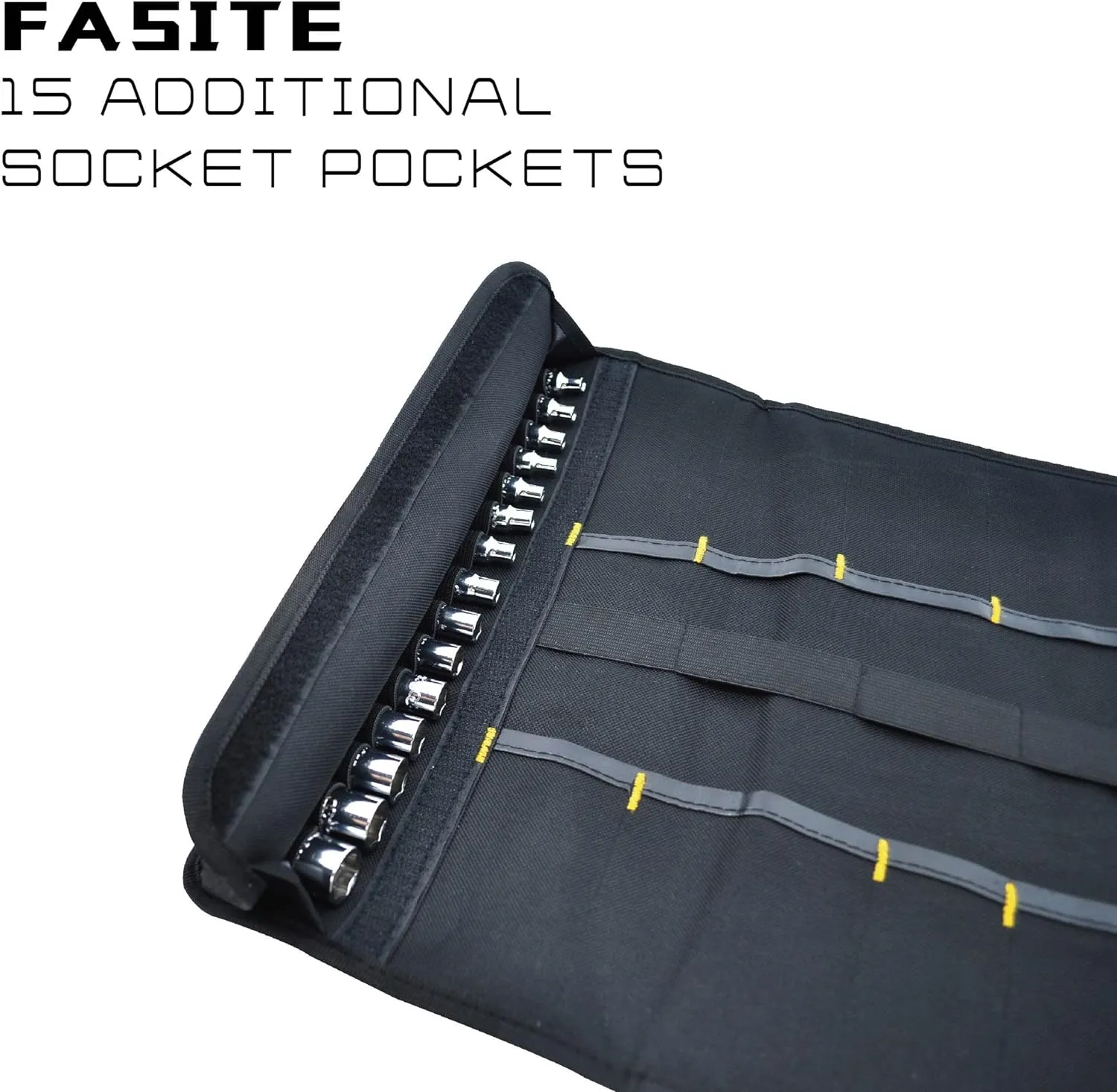 FASITE Tool Roll Organizer - 35 Pockets Roll Up Bag Wrench/Pliers Pouch for Craftwork Handyman Electrician Plumber Mechanic, Black