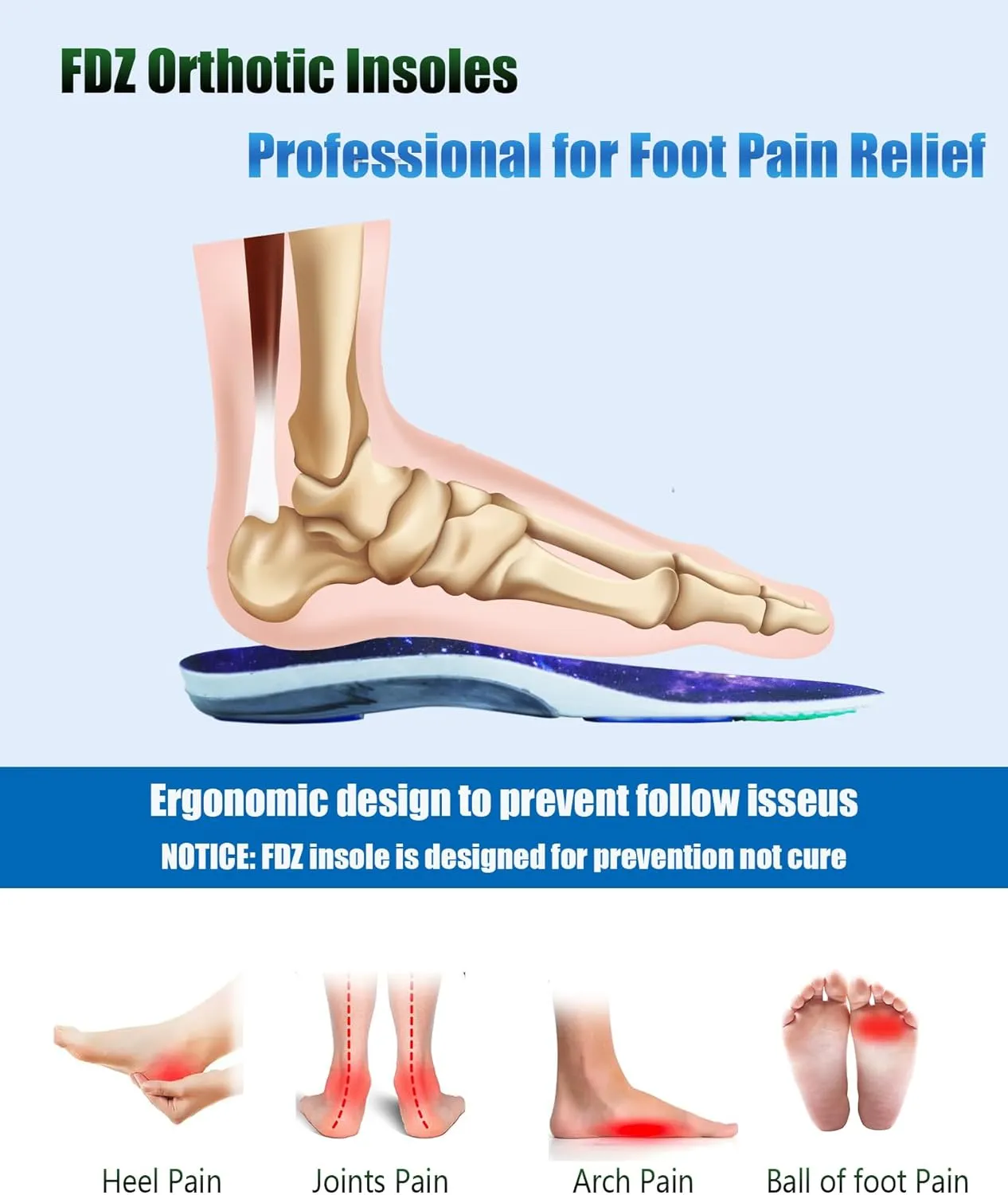 FDZ PORON Cushion Insoles for Plantar Fasciitis Prevention Men Women, Work Boot Shock Absorbing Insole for Heavy Duty, Orthotic Shoe Inserts for Flat Feet, Metatarsal Shoe Insole Foot Pain Relief (M)