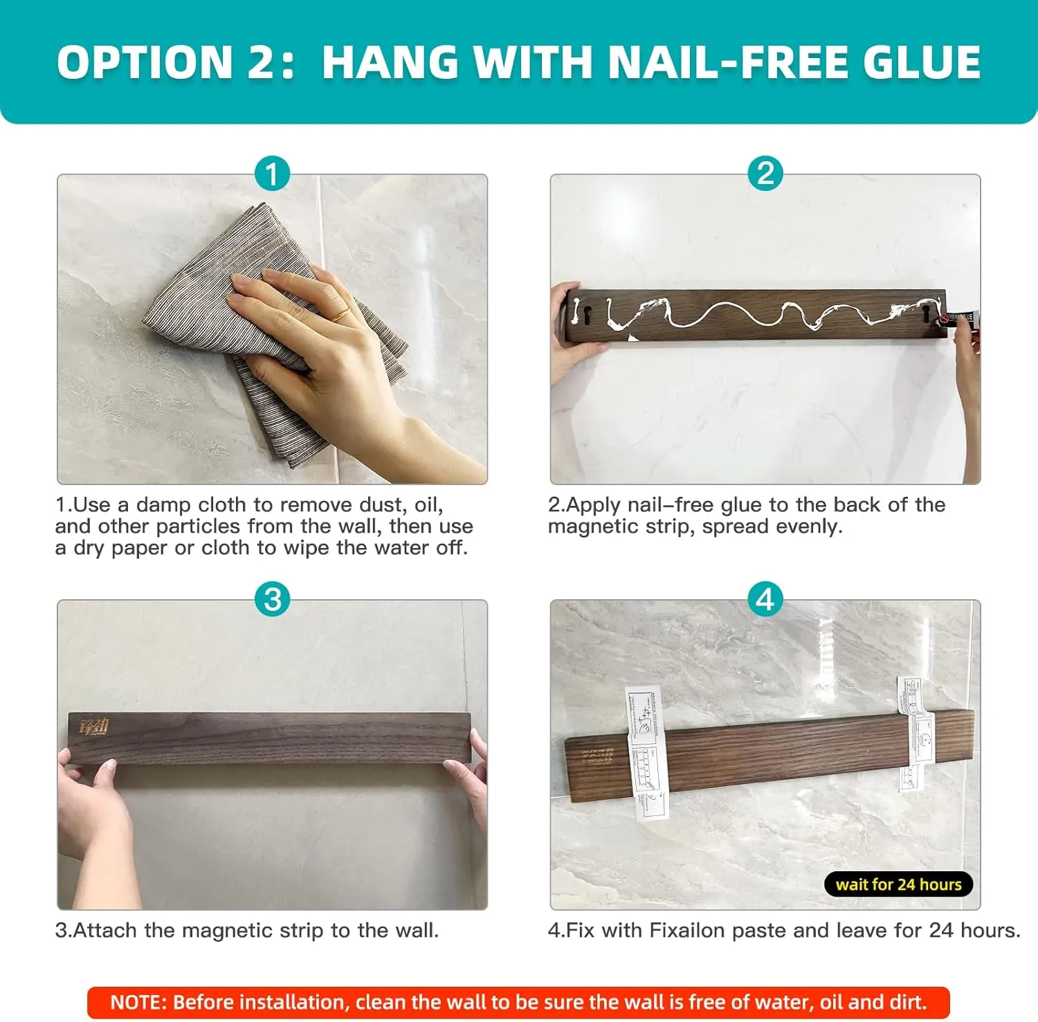 FINDKING Ash Wood Magnetic Knife Strip, Magnet Utensil Holder for Wall, Refrigerator, Wooden Rack for Kitchen Knives, No Drill (Deep Grey, 18 Inches, Without Knives)