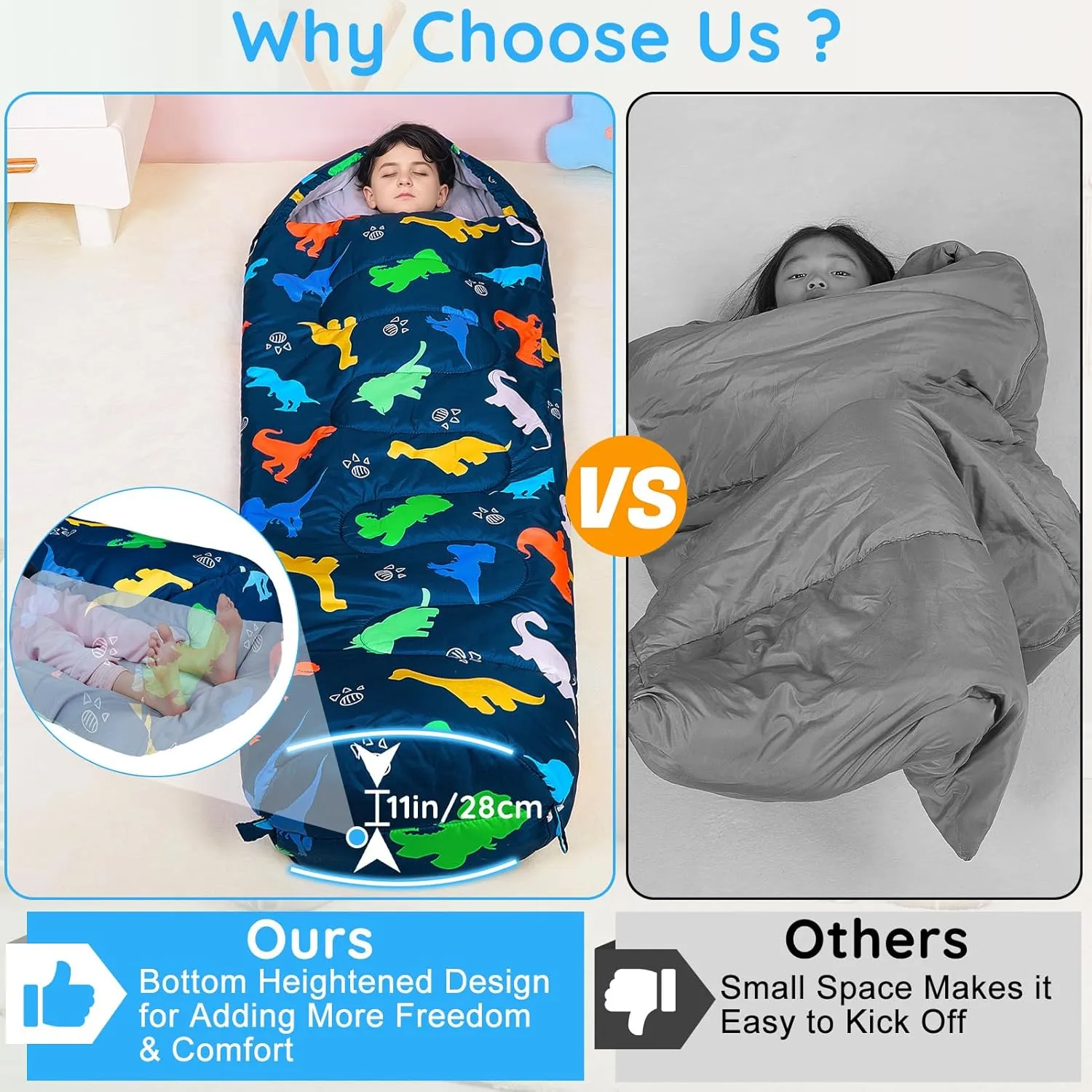 FIOBEE Kids Sleeping Bag for Girls Boys 3 Season Warm & Cool Weather Youth Camping Sleeping Bags with Backpacking Bag Waterproof for Traveling Hiking Indoor Outdoor Camping Essentials