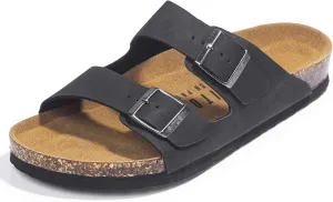 FITORY Mens Sandals, Arch Support Slides with Adjustable Buckle Straps and Cork Footbed Size 7-14.5