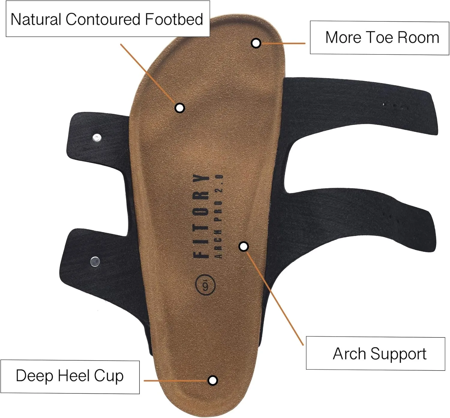 FITORY Mens Sandals, Arch Support Slides with Adjustable Buckle Straps and Cork Footbed Size 7-14.5