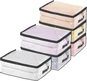 Fixwal 6pcs Clear Blanket Storage Bags with Zipper, Plastic Storage Bags for Closet Clothes Comforter Toys Sweaters Bedding, Bed Sheet Organizers (35L, 9.5 Gallons)