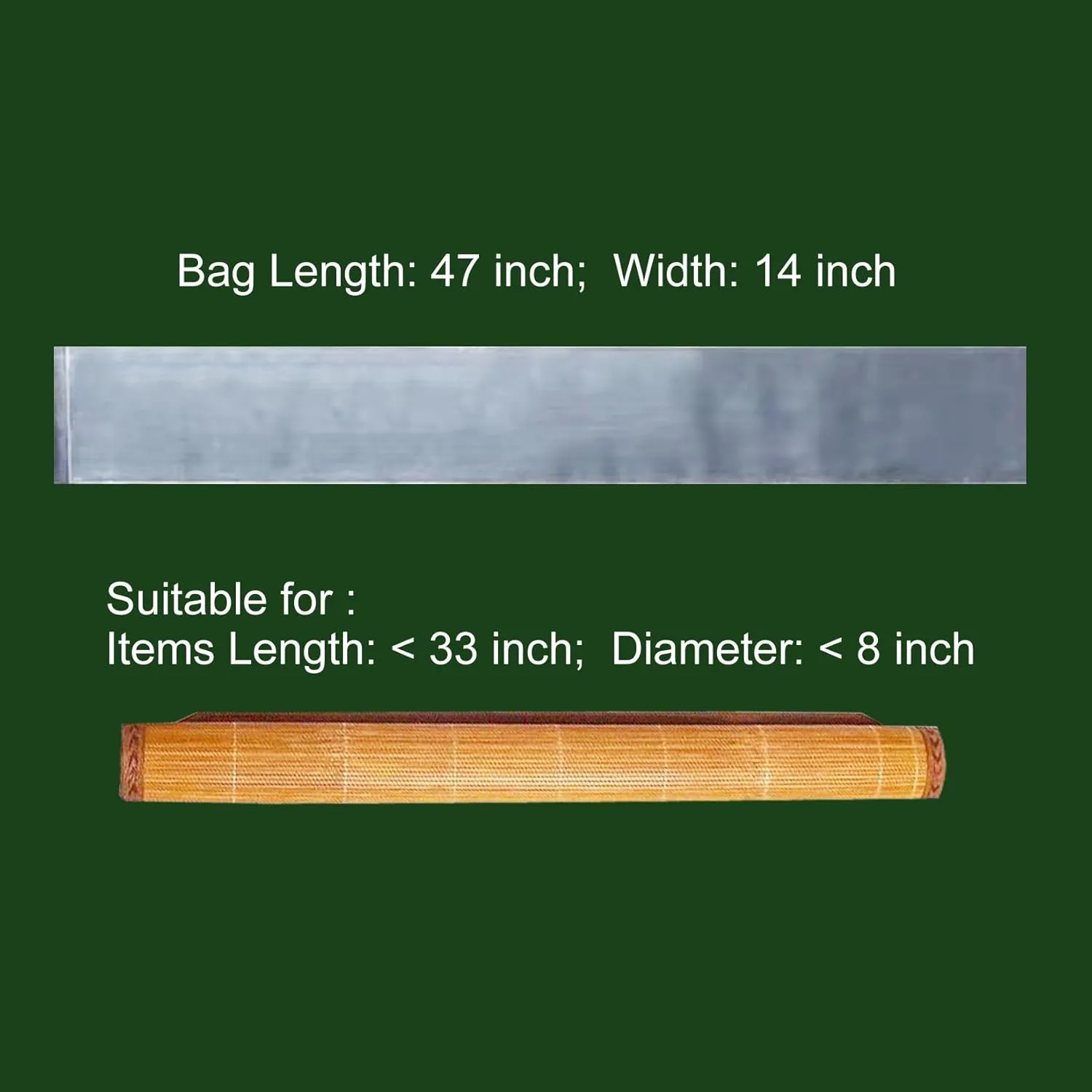 Flat Open 14x47 Inch (20-Pack) Extra Long Plastic Sleeves, Narrow Poster Bags, Plastic Blueprint Bags Waterproof Tube for Storage Clear