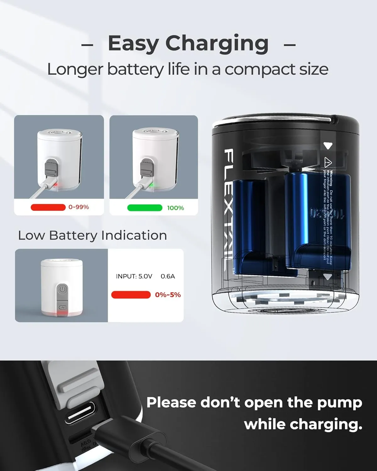 FLEXTAILGEAR Air Pump for Inflatables with Camping Lantern, Tiny Pump 2X, 4kPa Portable Air Pump Rechargeable Air Mattress Pump with Magnetic Design, for Sleeping Pads Pool Floats Swimming Rings