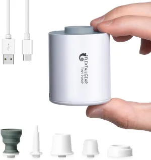 FLEXTAILGEAR Tiny Portable Ultra-Mini Air Pump with 1300mAh Battery USB Rechargeable to Inflate Deflate for Pool Floats Air Bed Mattress Swimming Ring Vacuum Storage Bags (Grey)