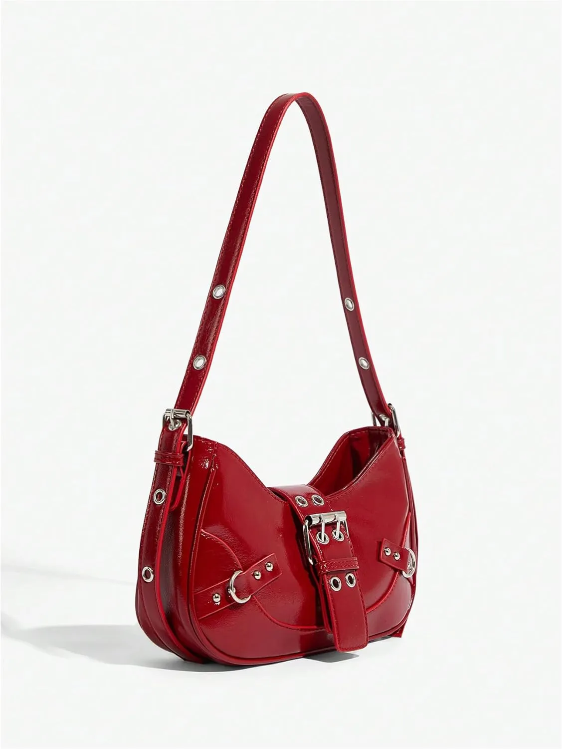 Floerns Women's Y2k Shoulder Bag Rivet Adjustable Straps Hobo Bag Punk Crossbody Purse