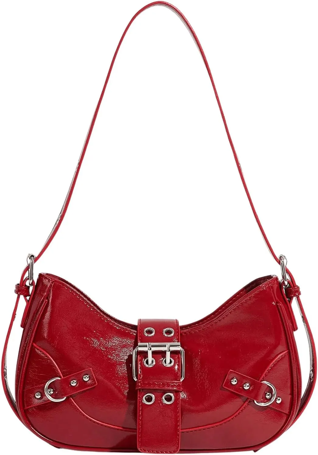 Floerns Women's Y2k Shoulder Bag Rivet Adjustable Straps Hobo Bag Punk Crossbody Purse