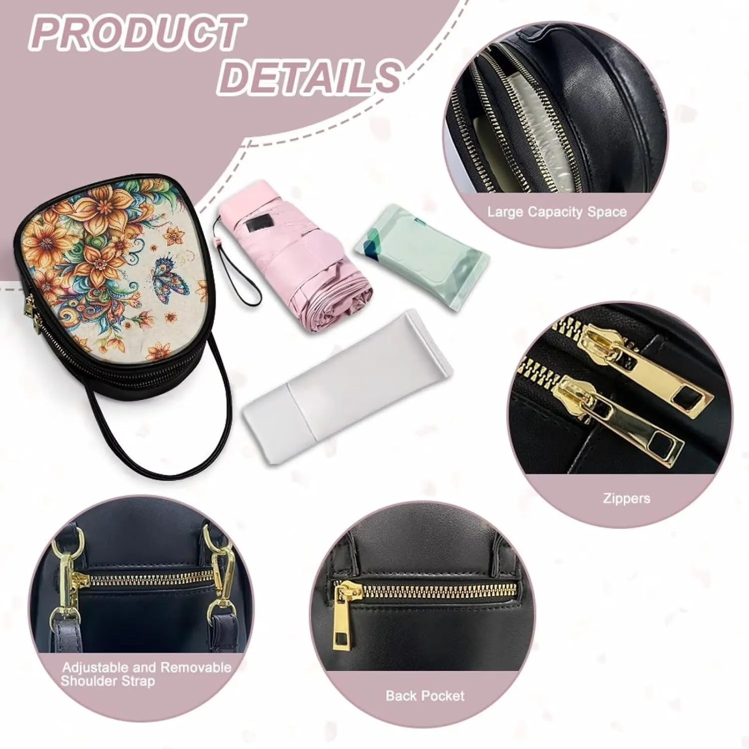 FOR U DESIGNS Mini Crossbody Bags for Women Cute Shoulder Handbag with Zipper Leather Satchel Purse for Work Travel